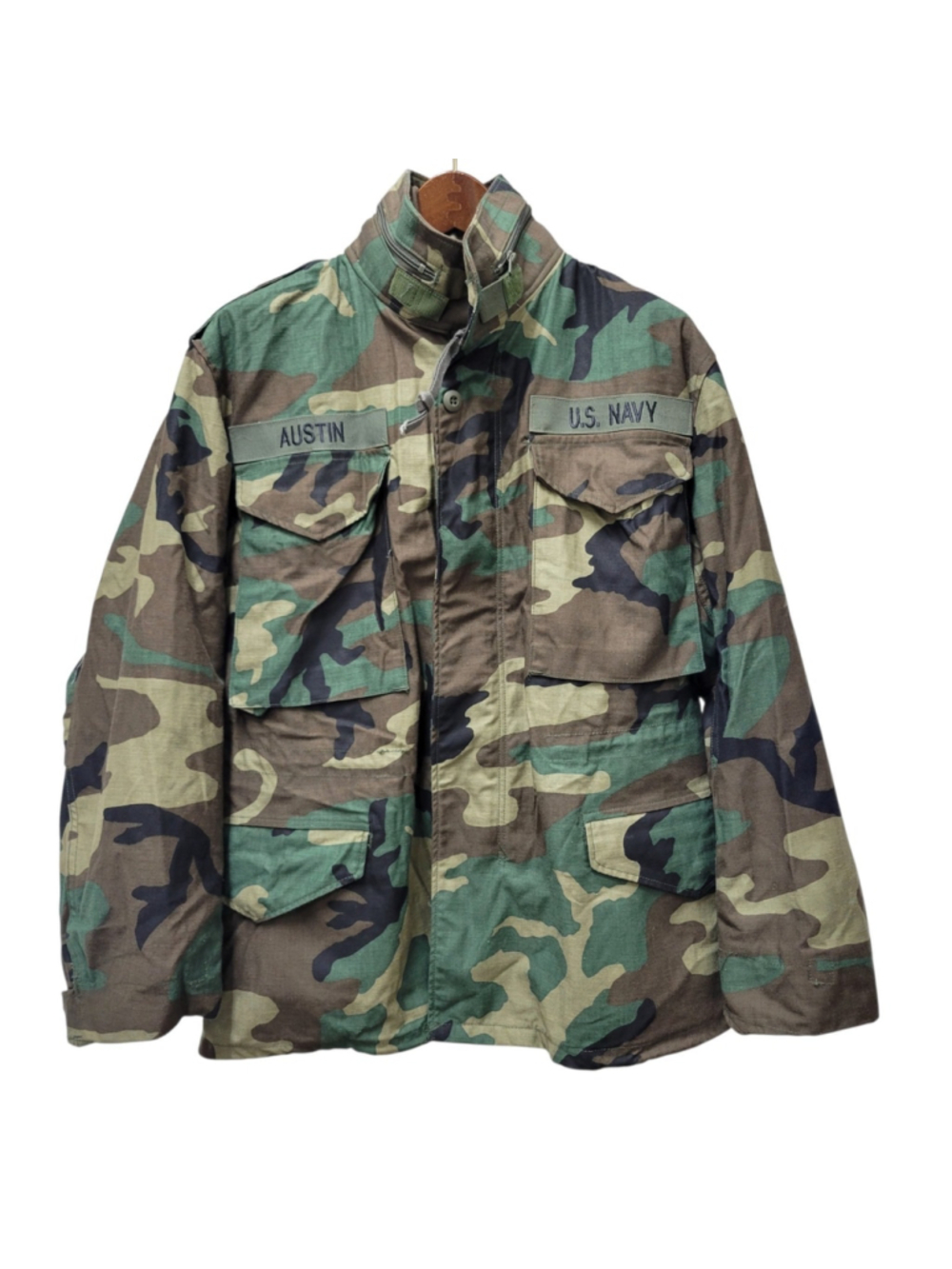 US Navy Coat Cold Weather Field Jacket Men Small Short Woodland Camo Vintage M65